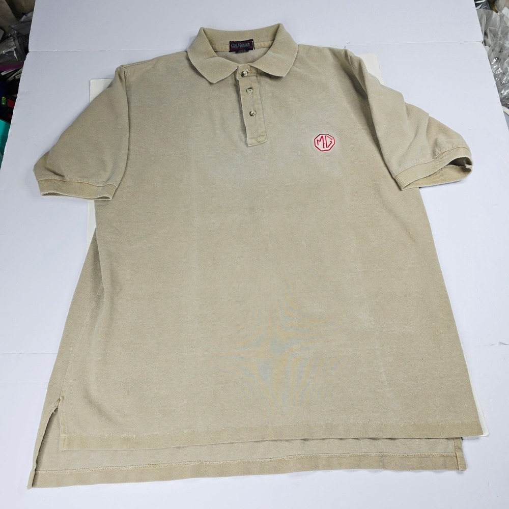 Coal Harbour Mens Polo Shirt L Large Beige MG Logo Short Sleeve Casual